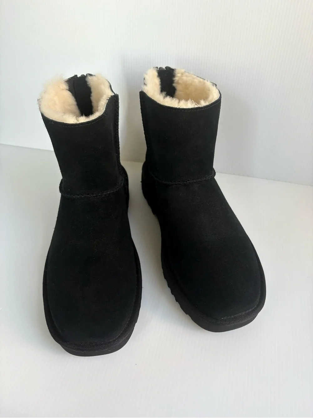 UGG Classic Mini Black Suede Shearling Boot